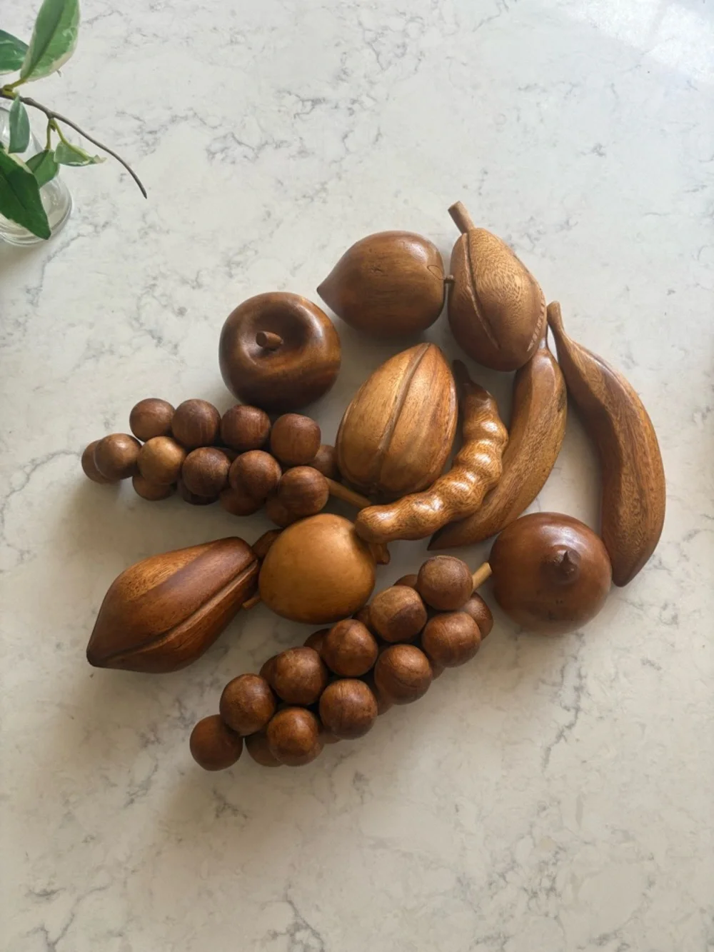 MCM Handcrafted Wooden Fruit Decor Set in Brown - Home Kitchen Accent